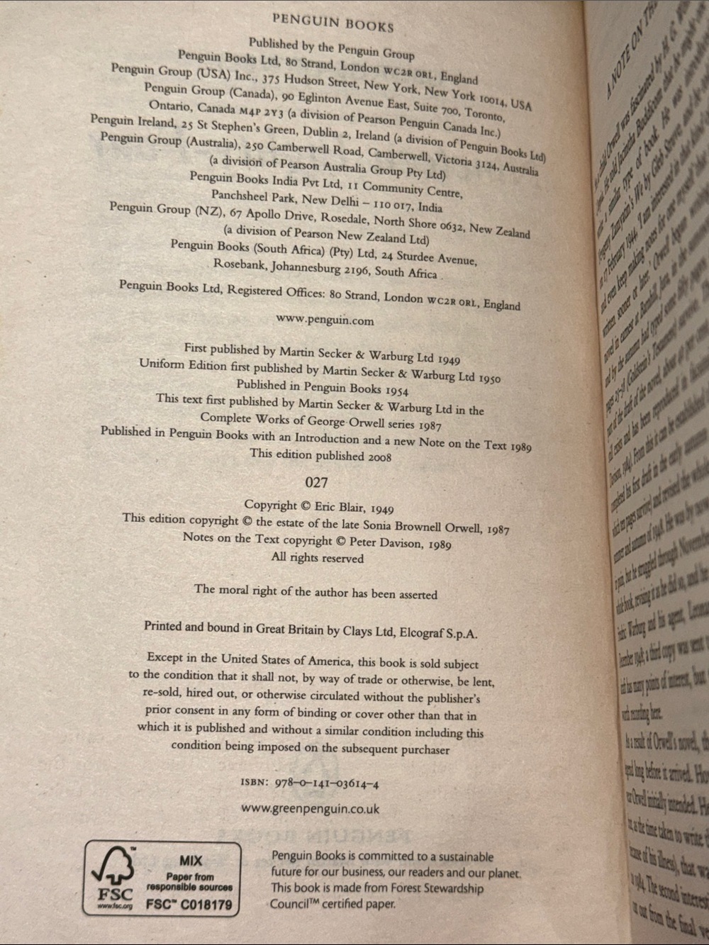 George Orwell 1984 paperback Book - vintage 1994 edition - Picture 10 of 12